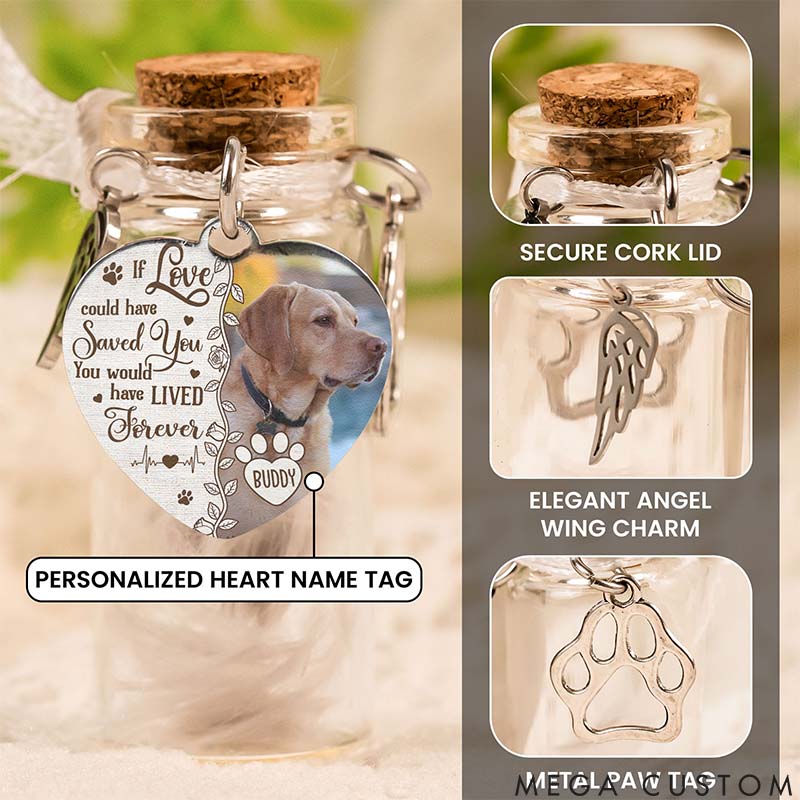 Personalized Pet Lover if Love could Save You Pet Hair Keepsake Jar Custom Pet Fur Memorial Bottle with Name