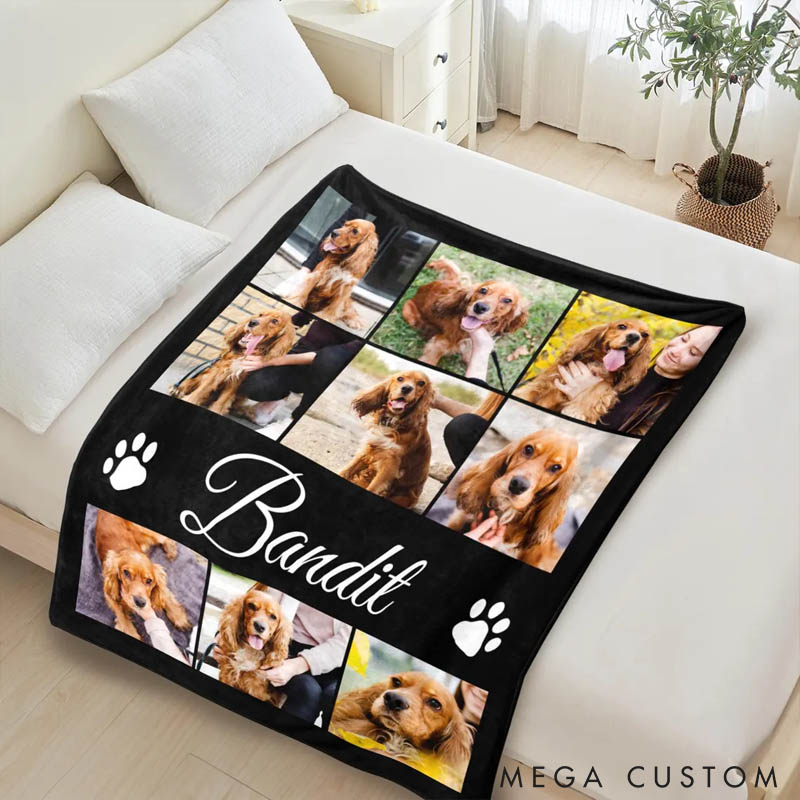 Personalized Pet Photo Throw Blanket with Name Home Decor Daily Use Birthday Gift for Pet Lover