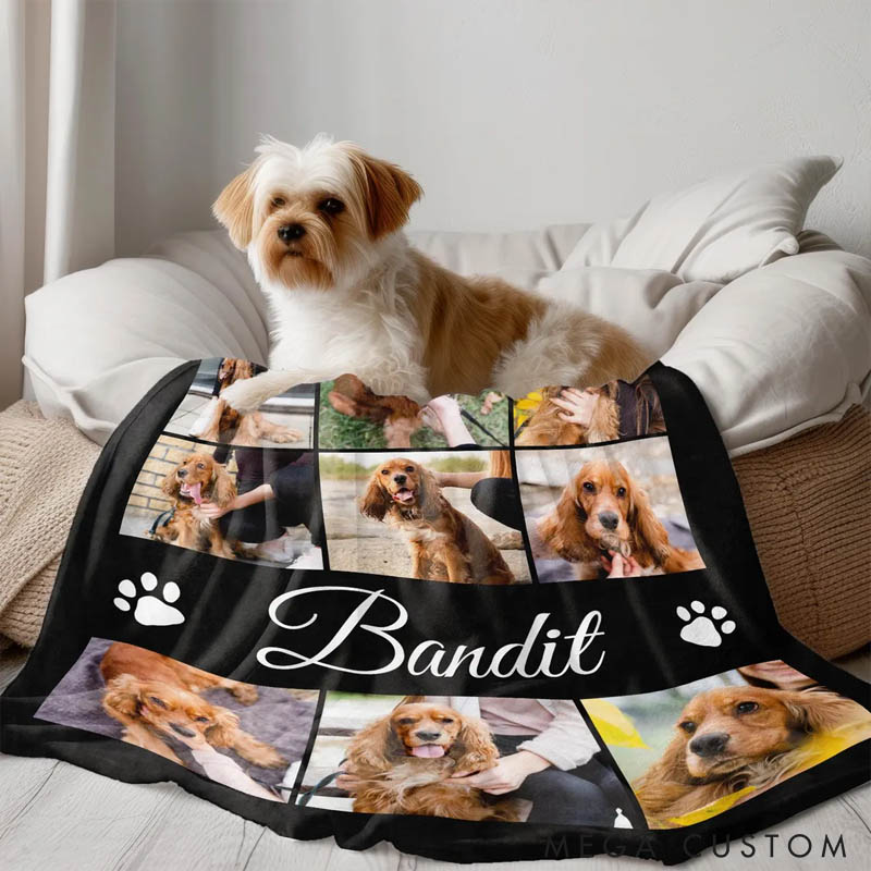 Personalized Pet Photo Throw Blanket with Name Home Decor Daily Use Birthday Gift for Pet Lover