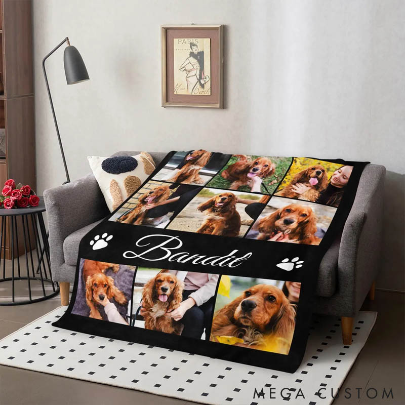 Personalized Pet Photo Throw Blanket with Name Home Decor Daily Use Birthday Gift for Pet Lover
