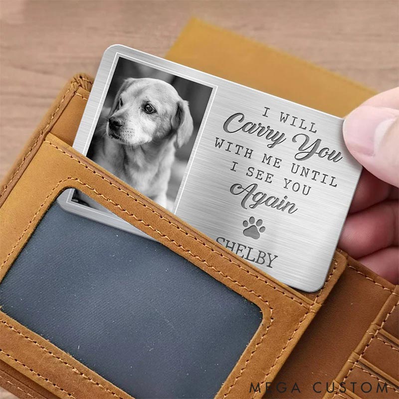 Personalized Photo Aluminum Pet Memorial Sympathy Wallet Card Gifts For Pet Lover For Dog Lover