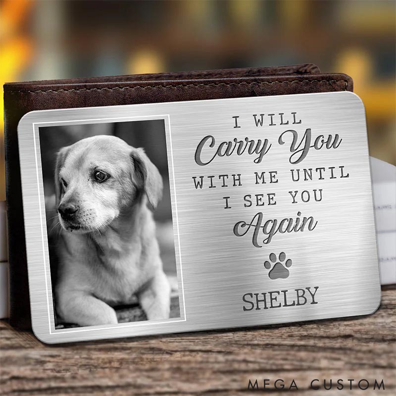 Personalized Photo Aluminum Pet Memorial Sympathy Wallet Card Gifts For Pet Lover For Dog Lover