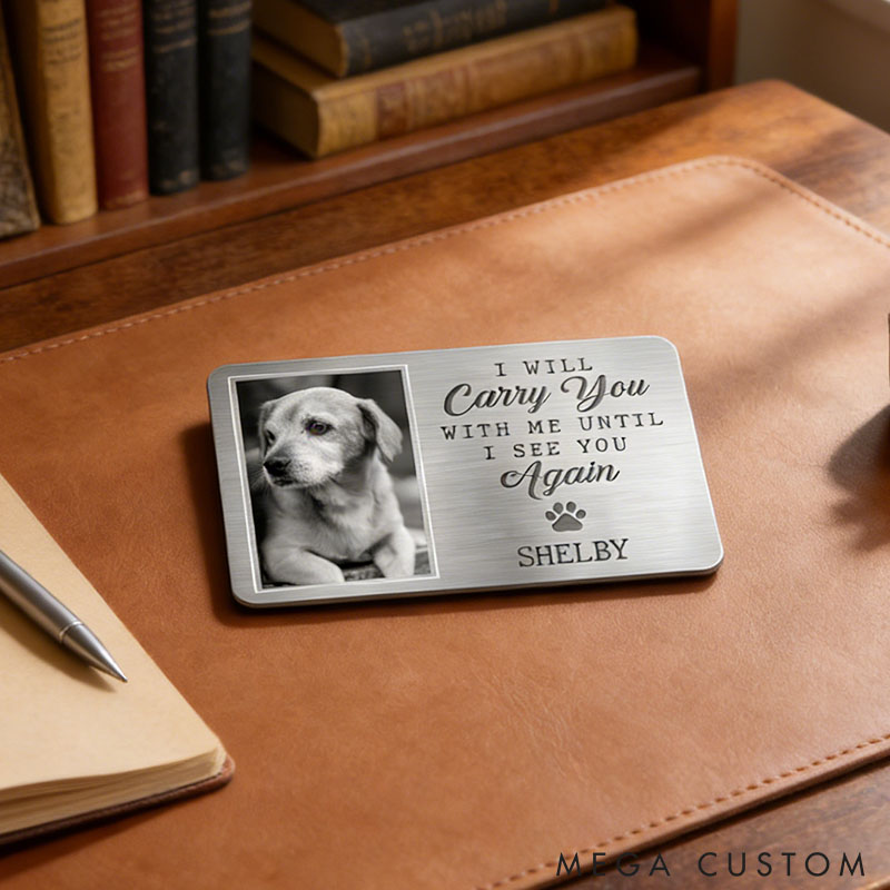 Personalized Photo Aluminum Pet Memorial Sympathy Wallet Card Gifts For Pet Lover For Dog Lover