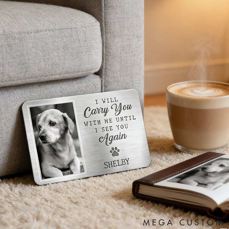 Personalized Photo Aluminum Pet Memorial Sympathy Wallet Card Gifts For Pet Lover For Dog Lover
