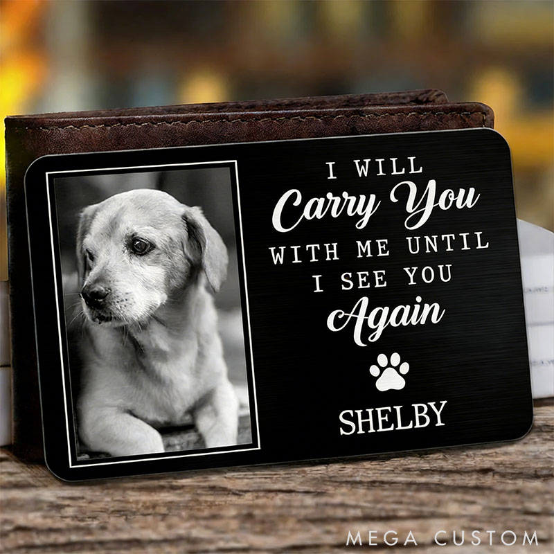 Personalized Photo Aluminum Pet Memorial Sympathy Wallet Card Gifts For Pet Lover For Dog Lover