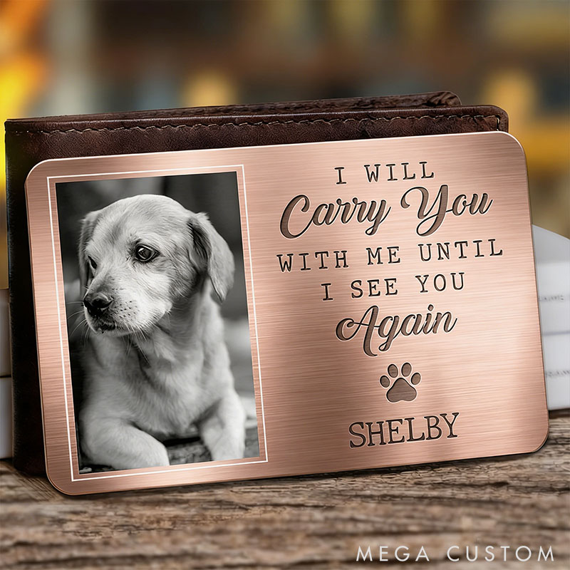 Personalized Photo Aluminum Pet Memorial Sympathy Wallet Card Gifts For Pet Lover For Dog Lover