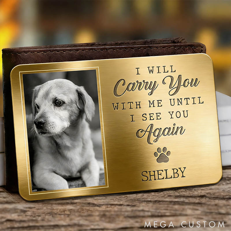 Personalized Photo Aluminum Pet Memorial Sympathy Wallet Card Gifts For Pet Lover For Dog Lover
