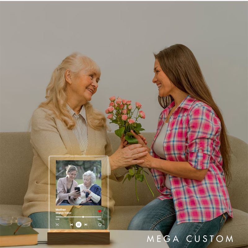 Personalized Photo Music Night Light and Custom Photo Frame and Mothers Day Gift and Music Photo Name Night Light and Anniversary Gift