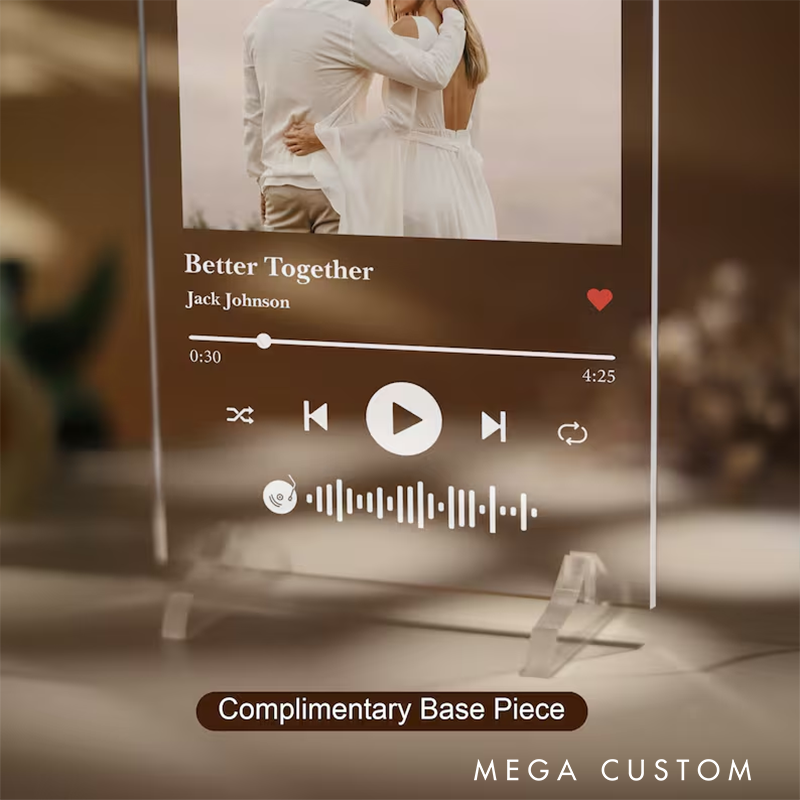 Personalized Photo Music Plaque and Custom Song Acrylic Night Light and Personalized Album Cover Night Lamp and LED Bedside Lamp and Music Lover Gift