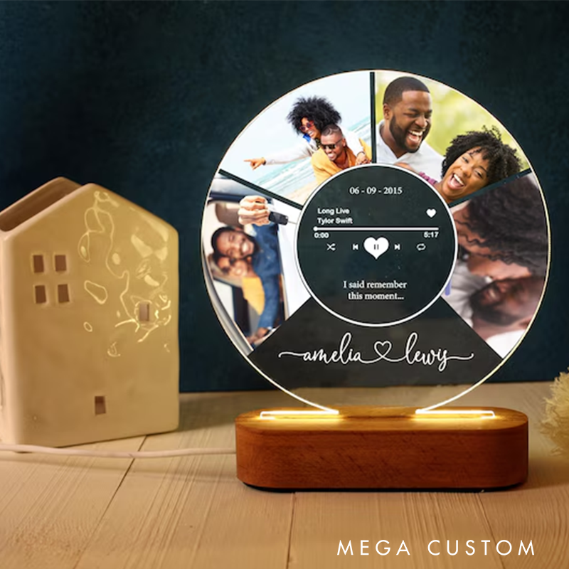 Personalized Photo Night Light Plaque and Custom Music Plaque with Photos and QR Code Acrylic Music Plaque and Music Lover Gift and Gift for Her