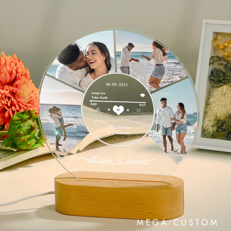 Personalized Photo Night Light Plaque and Custom Music Plaque with Photos and QR Code Acrylic Music Plaque and Music Lover Gift and Gift for Her