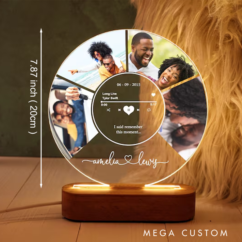 Personalized Photo Night Light Plaque and Custom Music Plaque with Photos and QR Code Acrylic Music Plaque and Music Lover Gift and Gift for Her