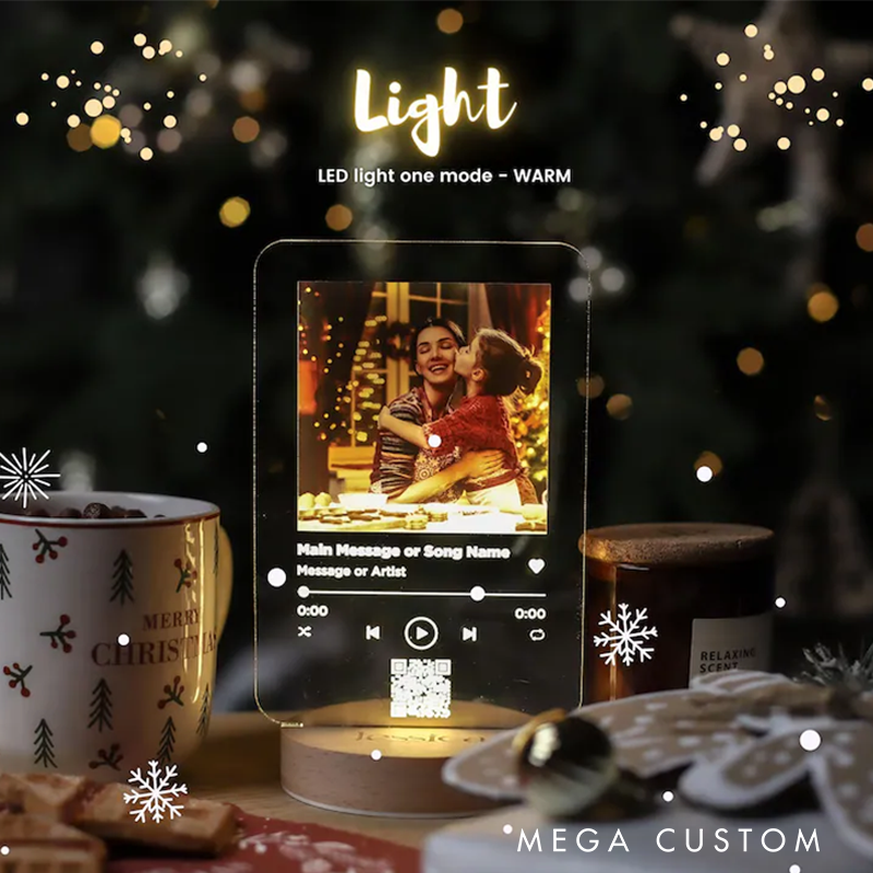 Personalized Photo Night Light Plaque and Music Love Gift and Christmas Gift and Custom Frame and Bedroom Decor and Custom LED Night Light and Gift for Her