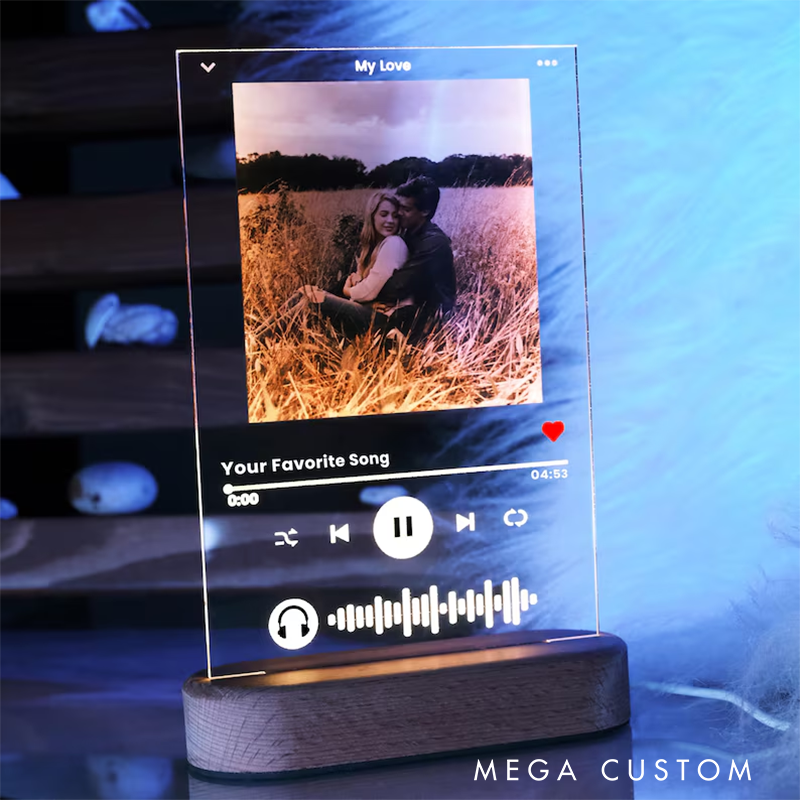 Personalized Photo Night Light Plaque and Music Love Gift and Christmas Gift and Custom Frame and Bedroom Decor and Custom LED Night Light