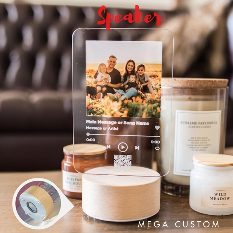 Personalized Photo Night Light Plaque and Music Love Gift and Christmas Gift and Custom Frame and Bedroom Decor and Custom LED Night Light and Gift for Her