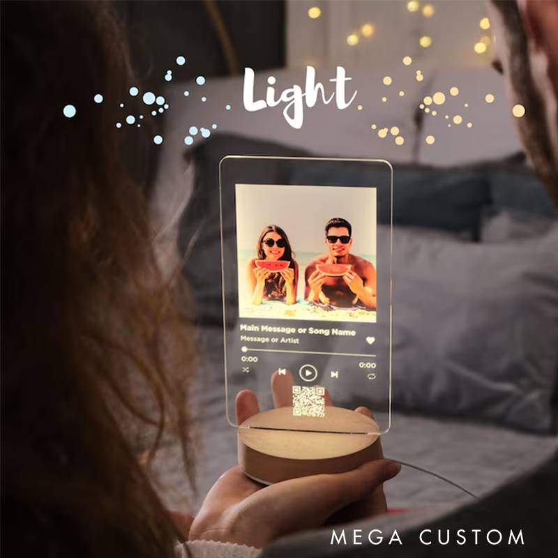 Personalized Photo Night Light Plaque and Music Love Gift and Christmas Gift and Custom Frame and Bedroom Decor and Custom LED Night Light and Gift for Her