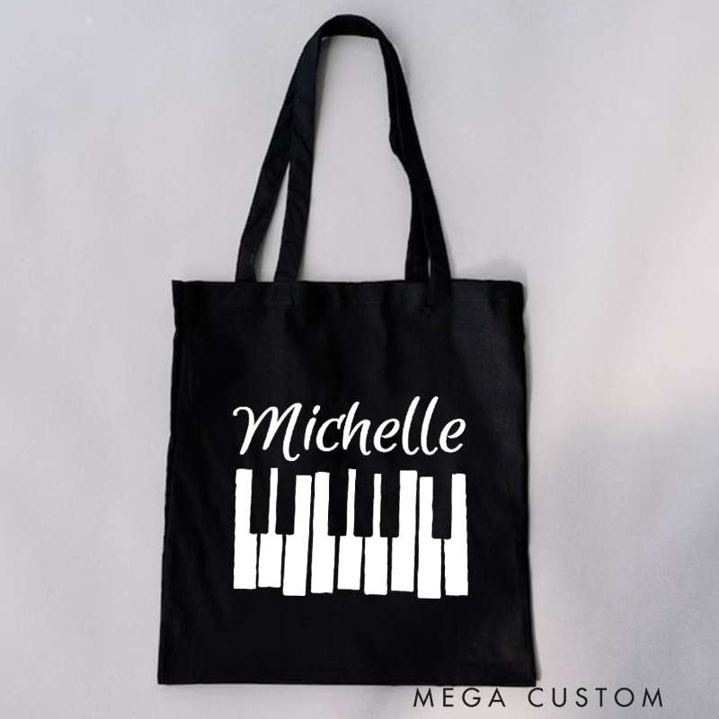 Personalized Piano Tote Bag and Custom Music Bag and Piano Lesson Bag and Music Birthday Gift