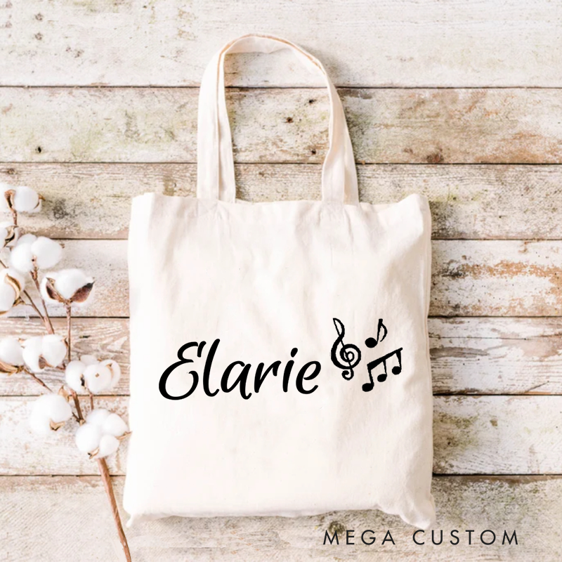 Personalized Piano Tote Bag and Custom Name Music Gift Bag and Piano Lesson Shoulder Bag and Eco-Friendly Reusable Bags and Music Teacher Shopping Bag