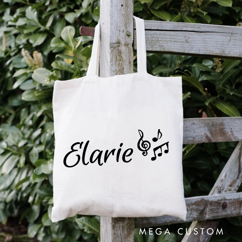 Personalized Piano Tote Bag and Custom Name Music Gift Bag and Piano Lesson Shoulder Bag and Eco-Friendly Reusable Bags and Music Teacher Shopping Bag