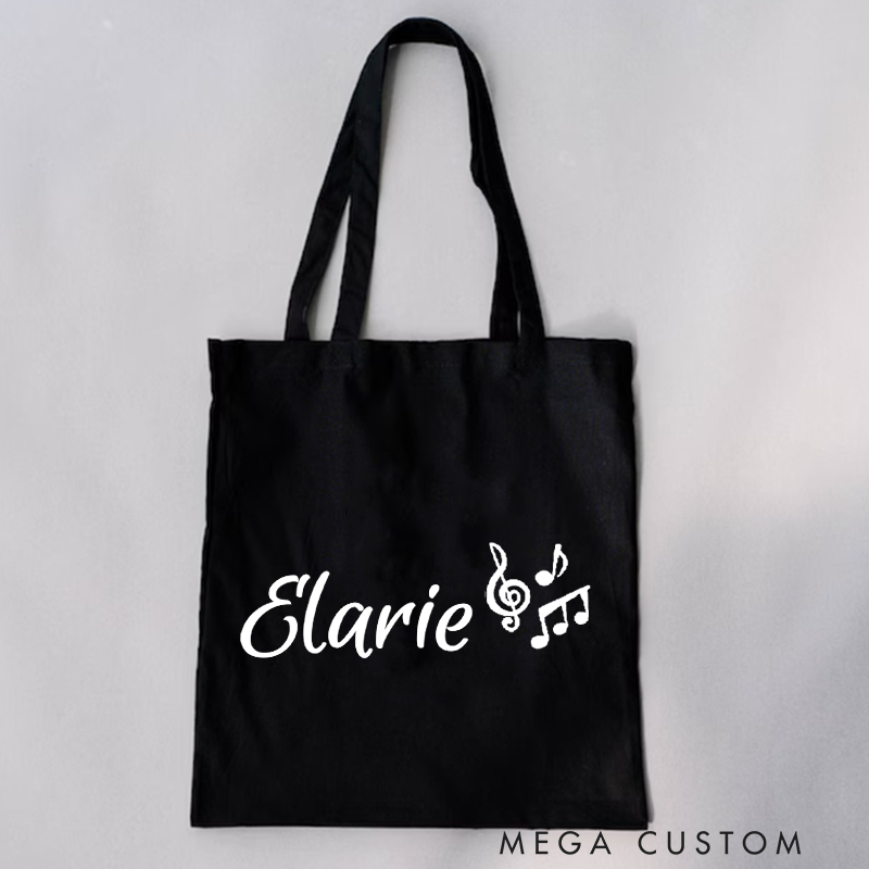 Personalized Piano Tote Bag and Custom Name Music Gift Bag and Piano Lesson Shoulder Bag and Eco-Friendly Reusable Bags and Music Teacher Shopping Bag