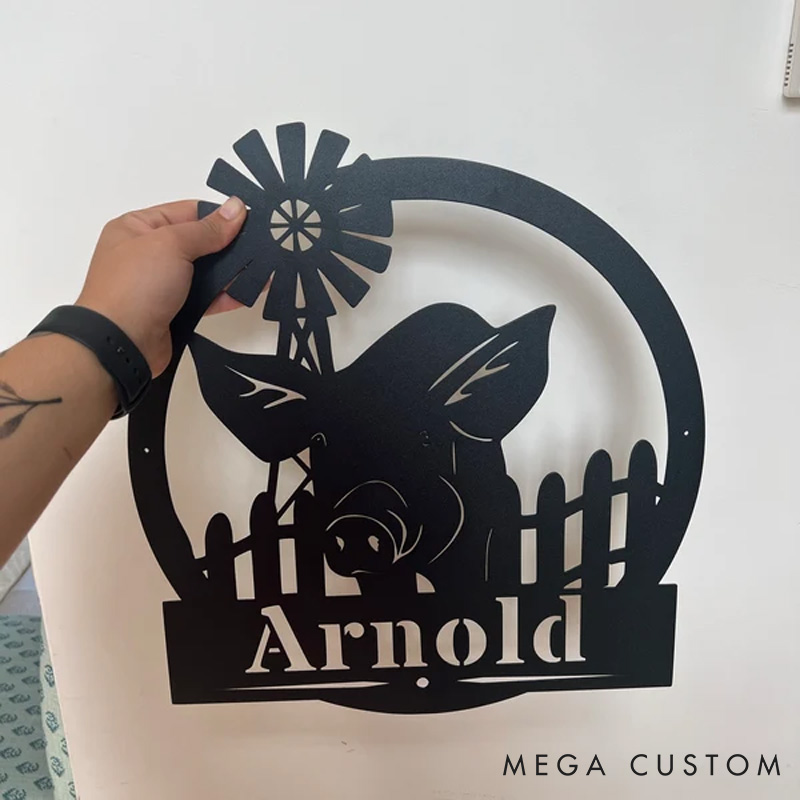 Personalized Pig Monogram Metal Pig Farm Sign