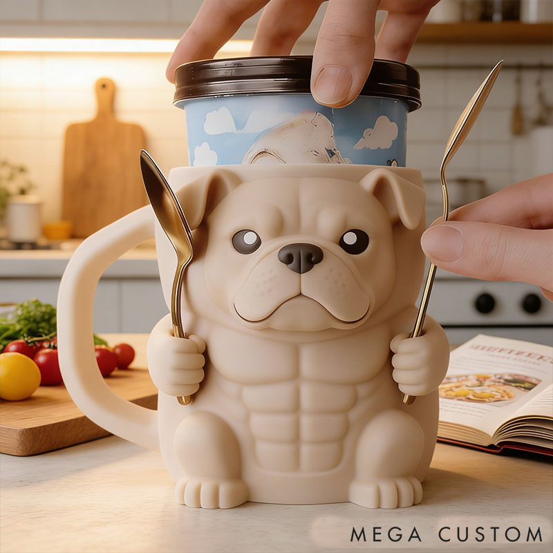 Personalized Pit Bull Ice Cream Pint Holder 3D Printed with Spoon Slots & Snack Drawer for Pet Pet Lover For Dog Lover