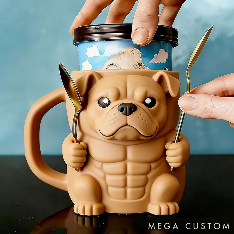 Personalized Pit Bull Ice Cream Pint Holder 3D Printed with Spoon Slots & Snack Drawer for Pet Pet Lover For Dog Lover