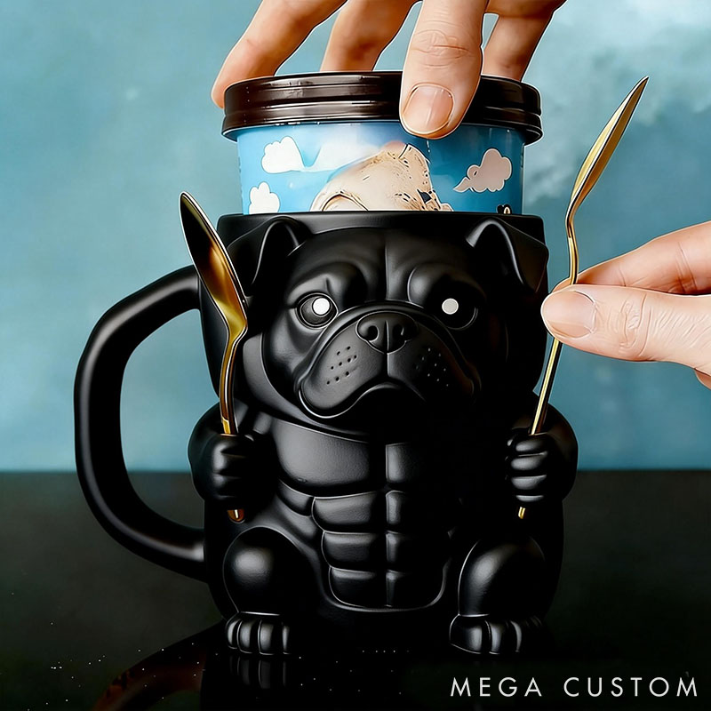 Personalized Pit Bull Ice Cream Pint Holder 3D Printed with Spoon Slots & Snack Drawer for Pet Pet Lover For Dog Lover