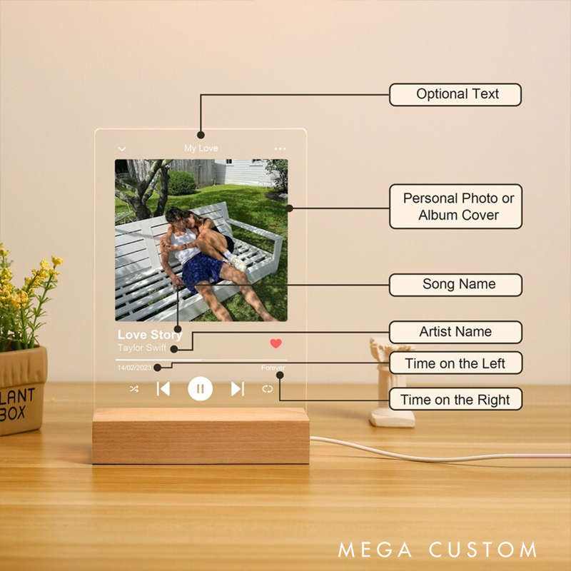 Personalized Plaque with Photo and Album Cover and Acrylic Music Plaque and Anniversary Gift for Music Lover Gift
