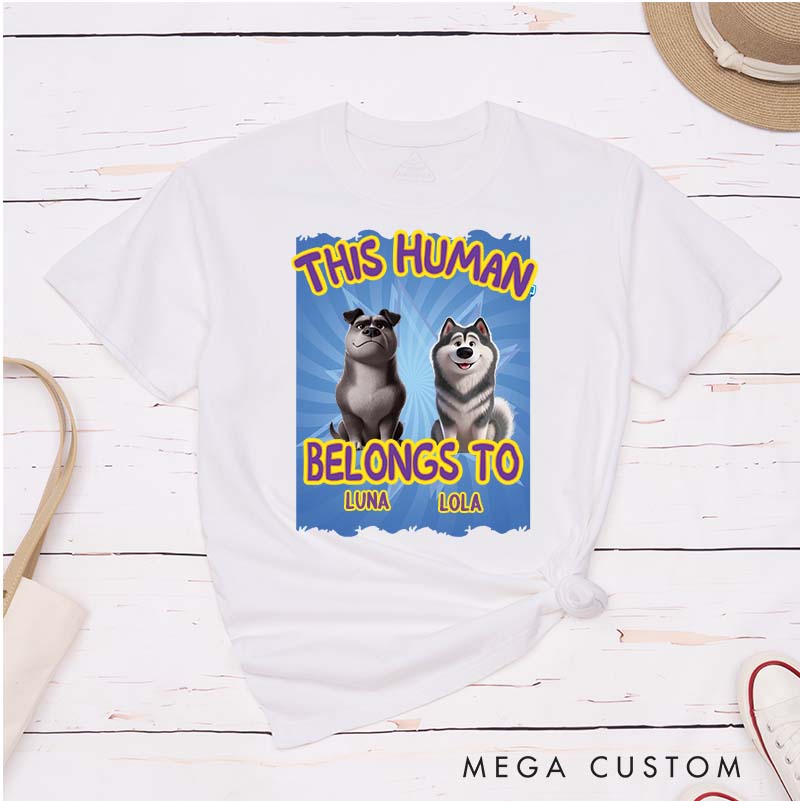 Personalized Playful Dog Lover This Human Belongs to T-Shirt