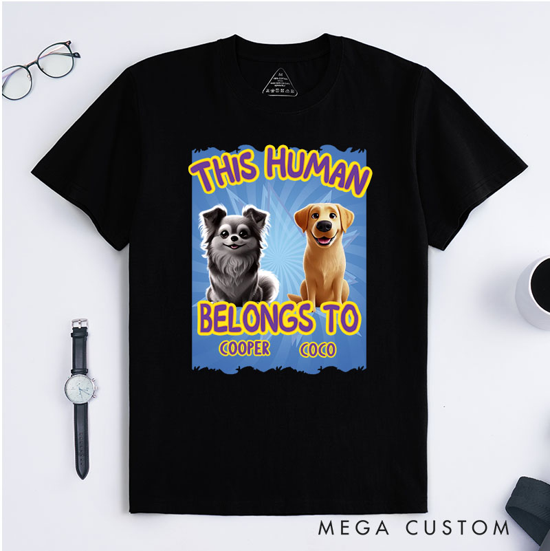 Personalized Playful Dog Lover This Human Belongs to T-Shirt