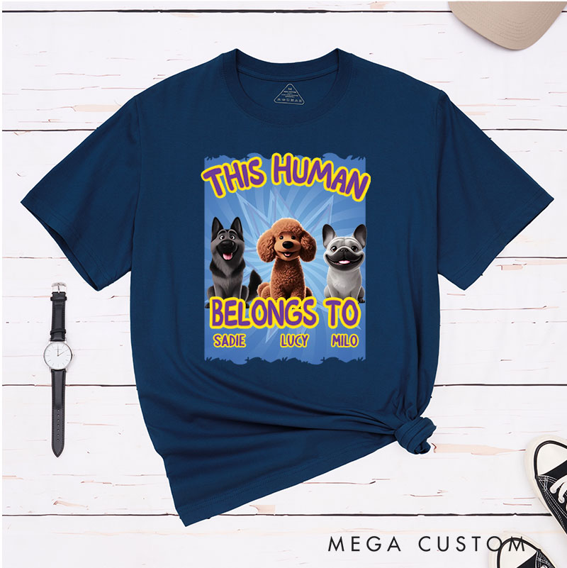 Personalized Playful Dog Lover This Human Belongs to T-Shirt