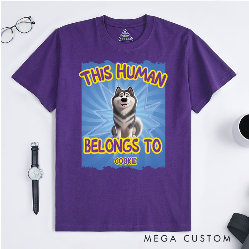 Personalized Playful Dog Lover This Human Belongs to T-Shirt