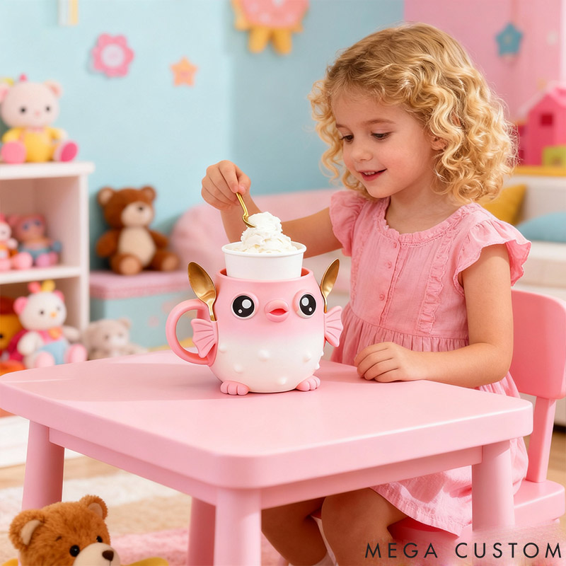 Personalized Pufferfish Dog Ice Cream Pint Holder 3D Printed with Snack Drawer for Pet Lover for Fish Lover