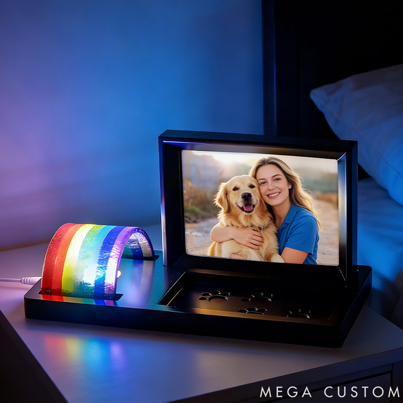 Personalized Rainbow Bridge Dog Memorial Frame with Light Pet Memorial Gift for Pet Lover for Dog Lover