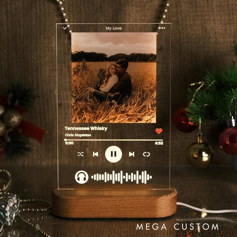 Personalized Song Acrylic Plaque Music Plaque and Lamp and Christmas Gift and Custom Nightlight and Gift Boyfriend Gift for Him
