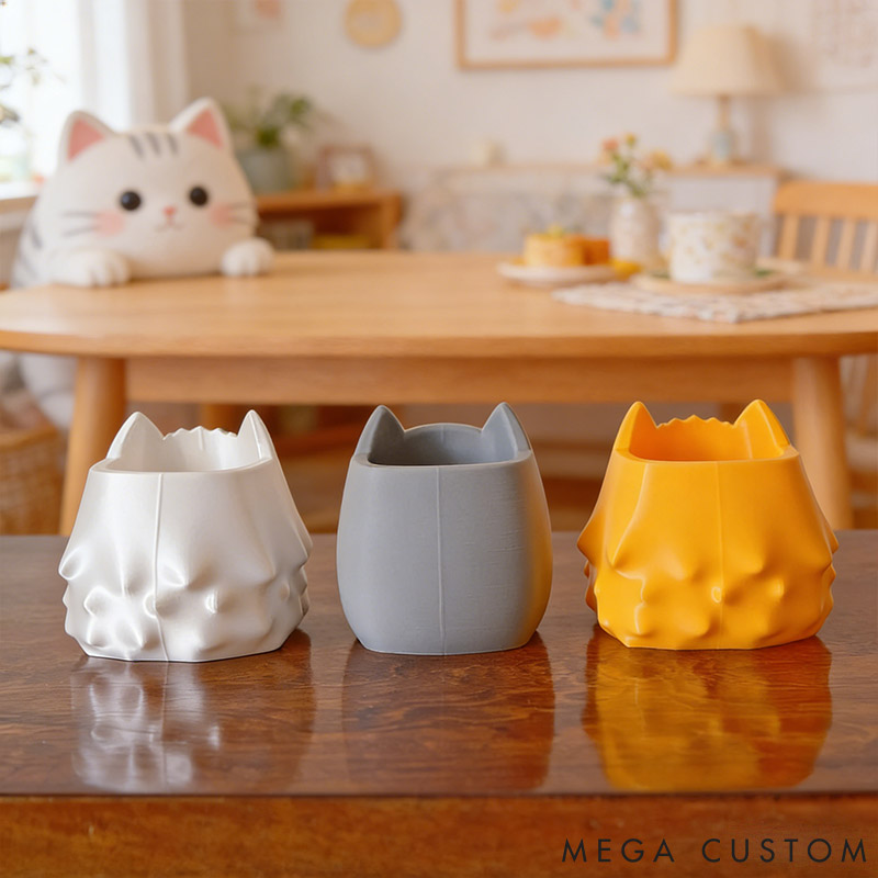 Personalized Suspicious Cat Planter Kawaii Pen & Pencil Holder Succulent Pot Gift for Pet Lover for Cat Lover