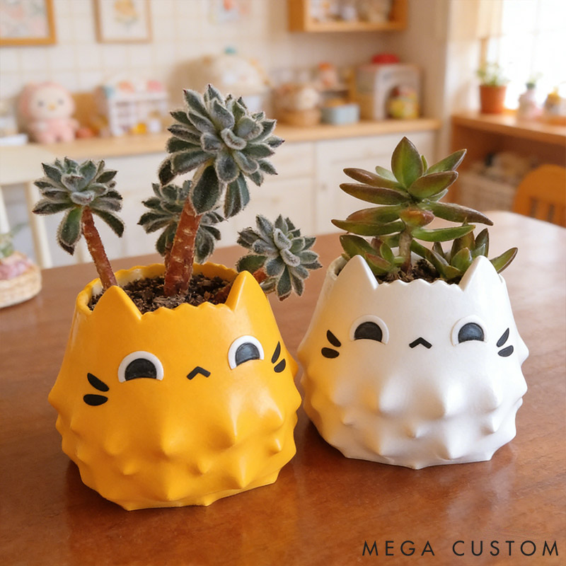 Personalized Suspicious Cat Planter Kawaii Pen & Pencil Holder Succulent Pot Gift for Pet Lover for Cat Lover