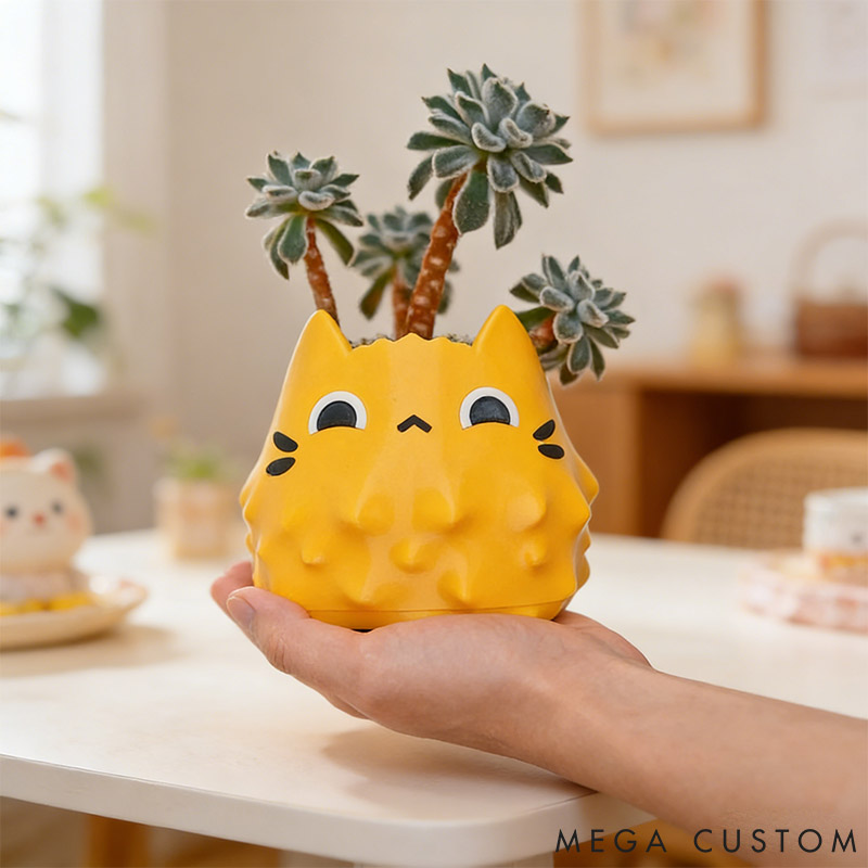 Personalized Suspicious Cat Planter Kawaii Pen & Pencil Holder Succulent Pot Gift for Pet Lover for Cat Lover