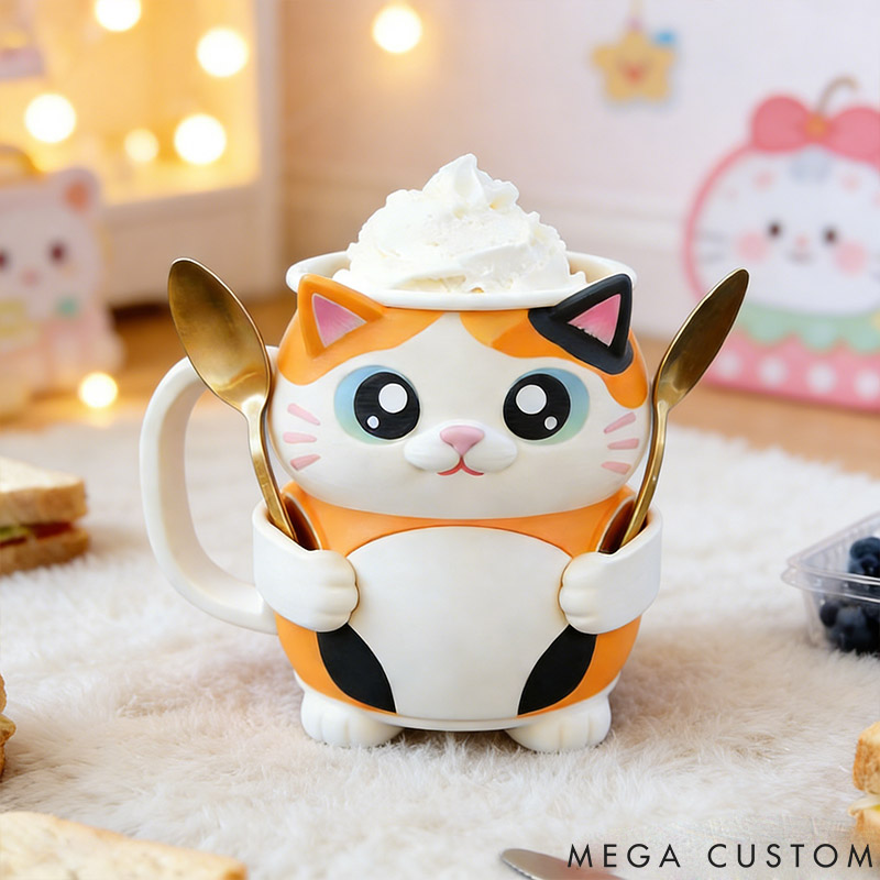Personalized Tabby Cat Ice Cream Pint Holder 3D Printed with Spoon Slots & Snack Drawer for Pet Pet Lover For Cat Lover