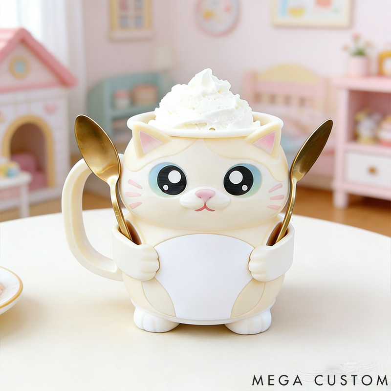 Personalized Tabby Cat Ice Cream Pint Holder 3D Printed with Spoon Slots & Snack Drawer for Pet Pet Lover For Cat Lover