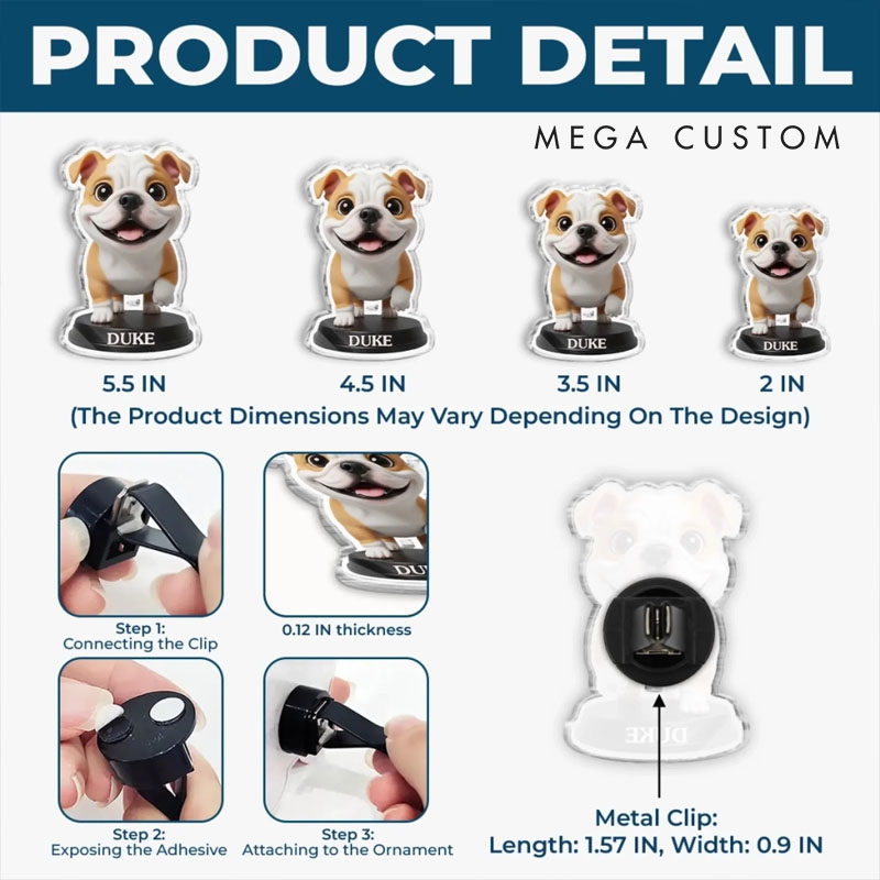 Personalized The Best Travel Buddy Photo Acrylic Car Vent Clip Gift for Pet Lover for Dog Lover