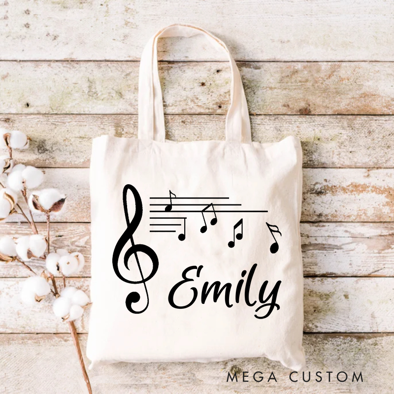 Personalized Tote Bag and Musician Gift and Piano Book Tote and Music Bag