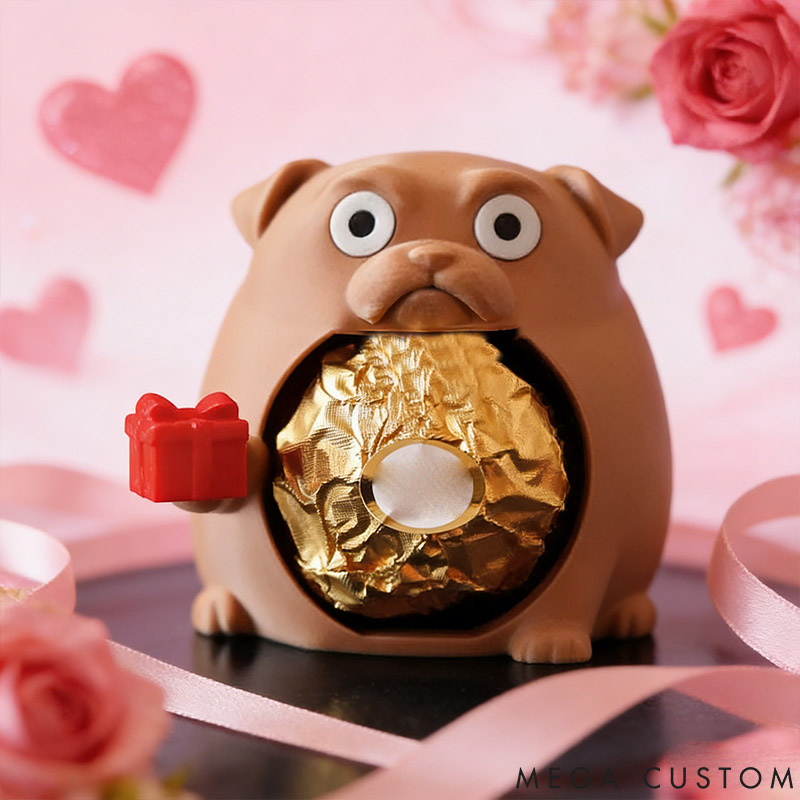 Personalized Valentine's Day Dog Shaped Chocolate Holder Gift for Pet Lover for Dog Lover