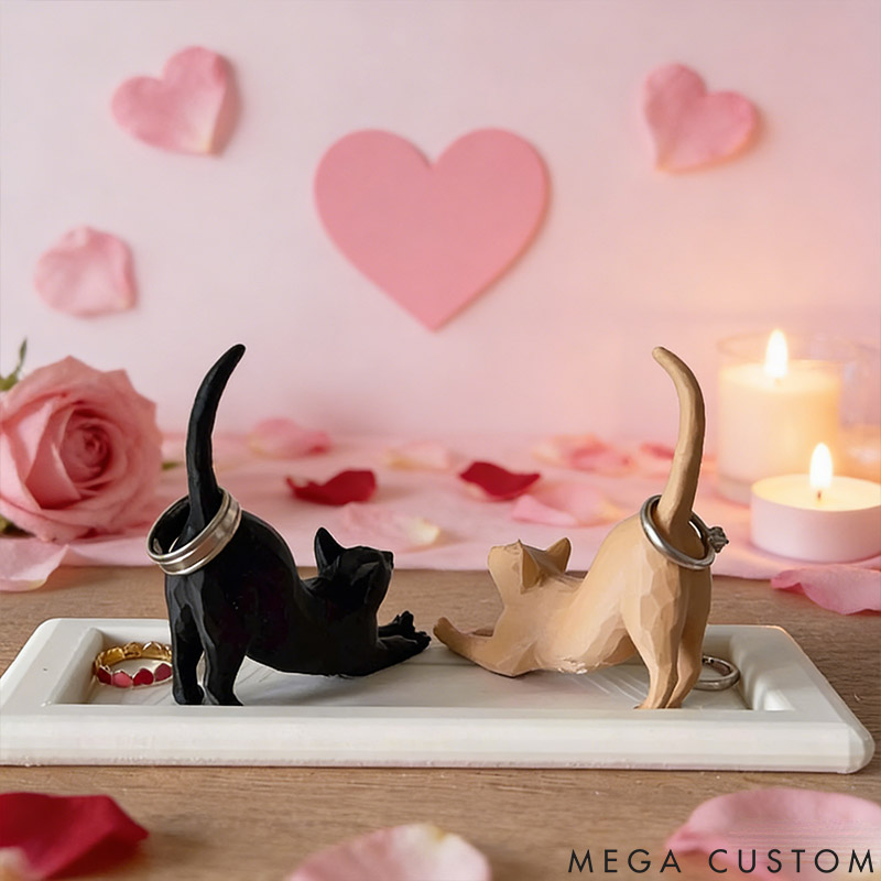 Personalized Two Cats Ring Holder Dish Gift for Pet Lover for Cat Lover