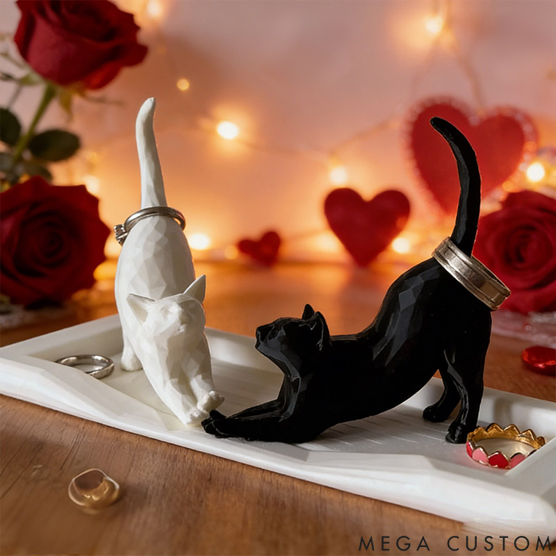 Personalized Two Cats Ring Holder Dish Gift for Pet Lover for Cat Lover