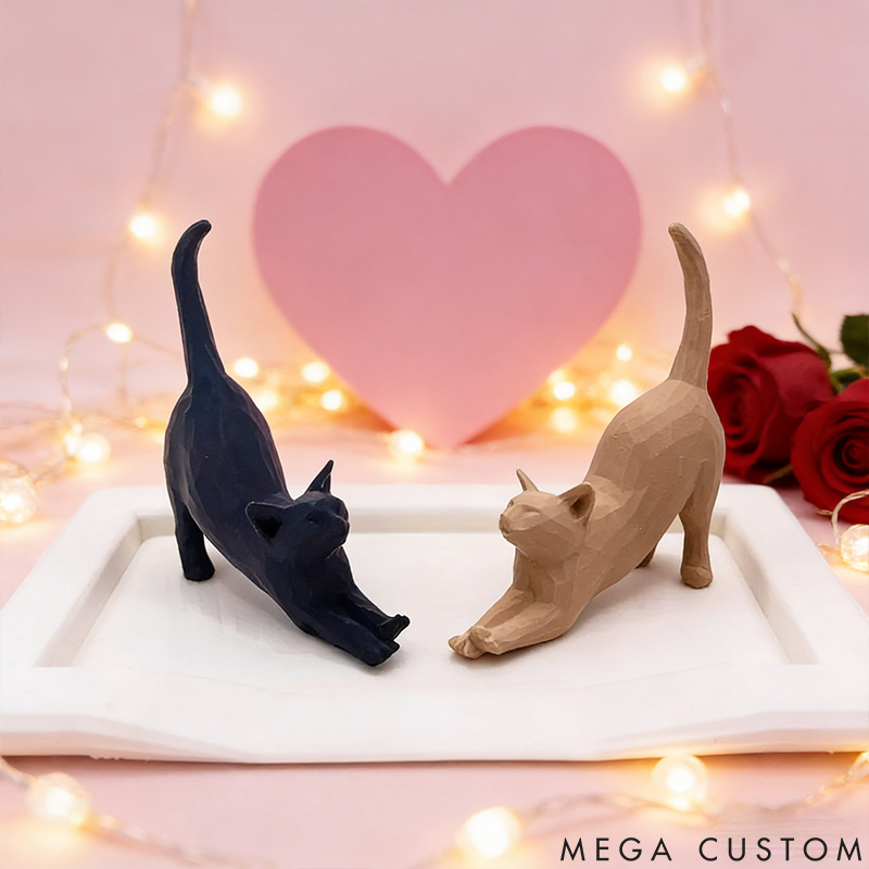 Personalized Two Cats Ring Holder Dish Gift for Pet Lover for Cat Lover