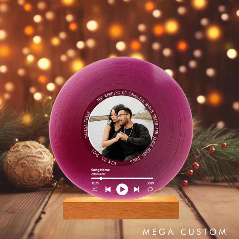 Personalized Vinyl with Wooden Stand Personalized Album Cover with Your Photo as Valentines Day Gift and Custom Song Plaque as Anniversary Gift