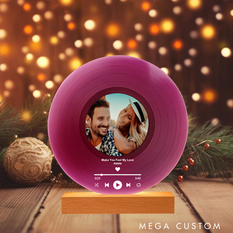 Personalized Vinyl with Wooden Stand Personalized Album Cover with Your Photo as Valentines Day Gift and Custom Song Plaque as Anniversary Gift