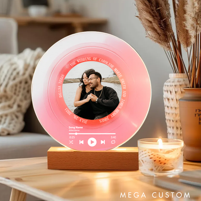 Personalized Vinyl with Wooden Stand Personalized Album Cover with Your Photo as Valentines Day Gift and Custom Song Plaque as Anniversary Gift